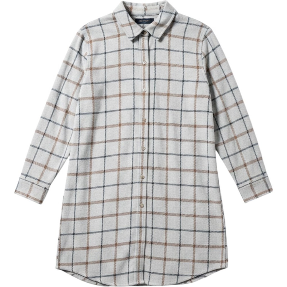 Faherty‎ Dress Womens XXL Gray Plaid Long Sleeve Collared Shirt Short Knit